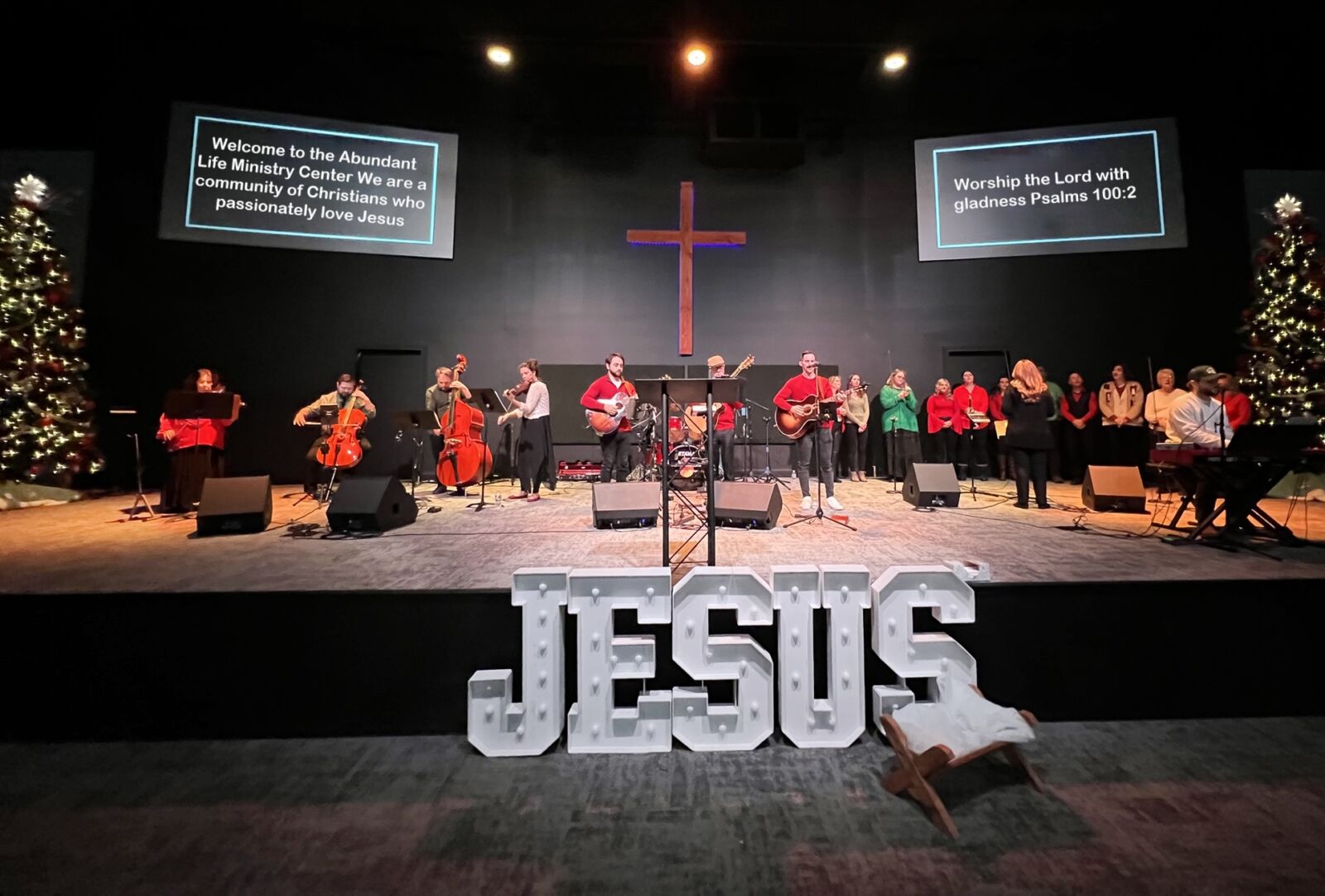 Worship team gathered in the sanctuary at Abundant Life Ministry Center